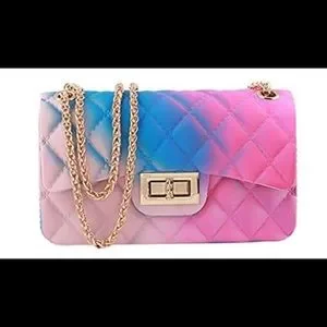 Lool Bags Jelly Purse Quilted Multi Color Cotton Candy Nwot